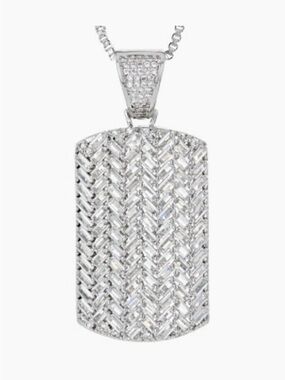 🌸JTV10 -  Bella Luce White Cubic Zirconia Rhodium Plated Dog Tag Necklace⚪️🛍️